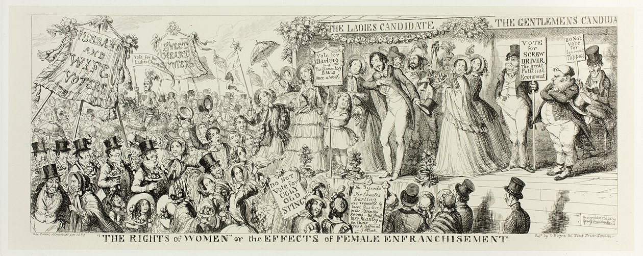 "De rechten van de vrouw" of de gevolgen van vrouwenemancipatie van George Cruikshank