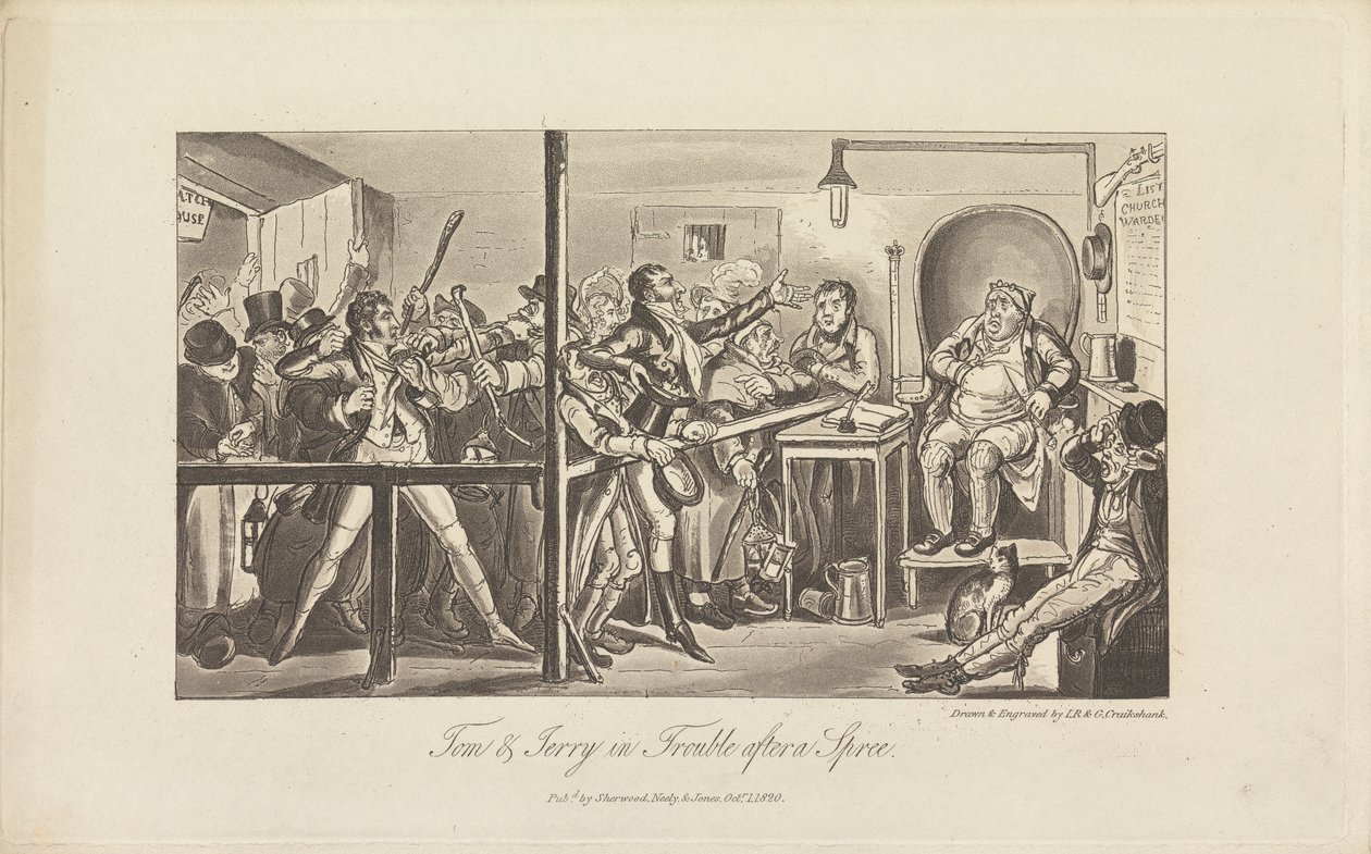 Tom & Jerry in Problemen na een Uitspatting door George Cruikshank