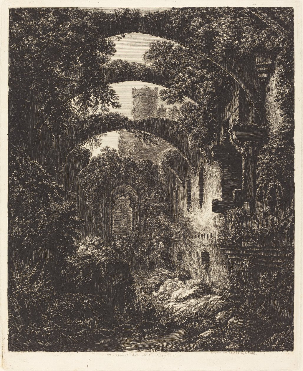 De Grote Zaal in Conway Castle door George Cuitt the Younger
