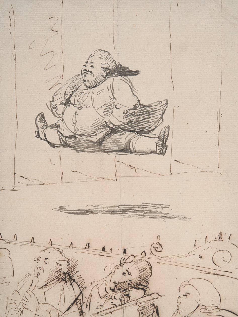 Een Man die de Spagaat Doet, ca. 1760-90 door George Dance