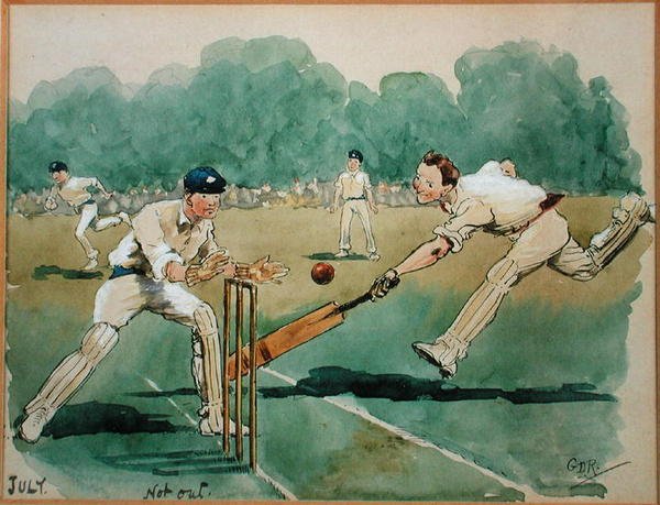 De maand juli: Cricket door George Derville Rowlandson