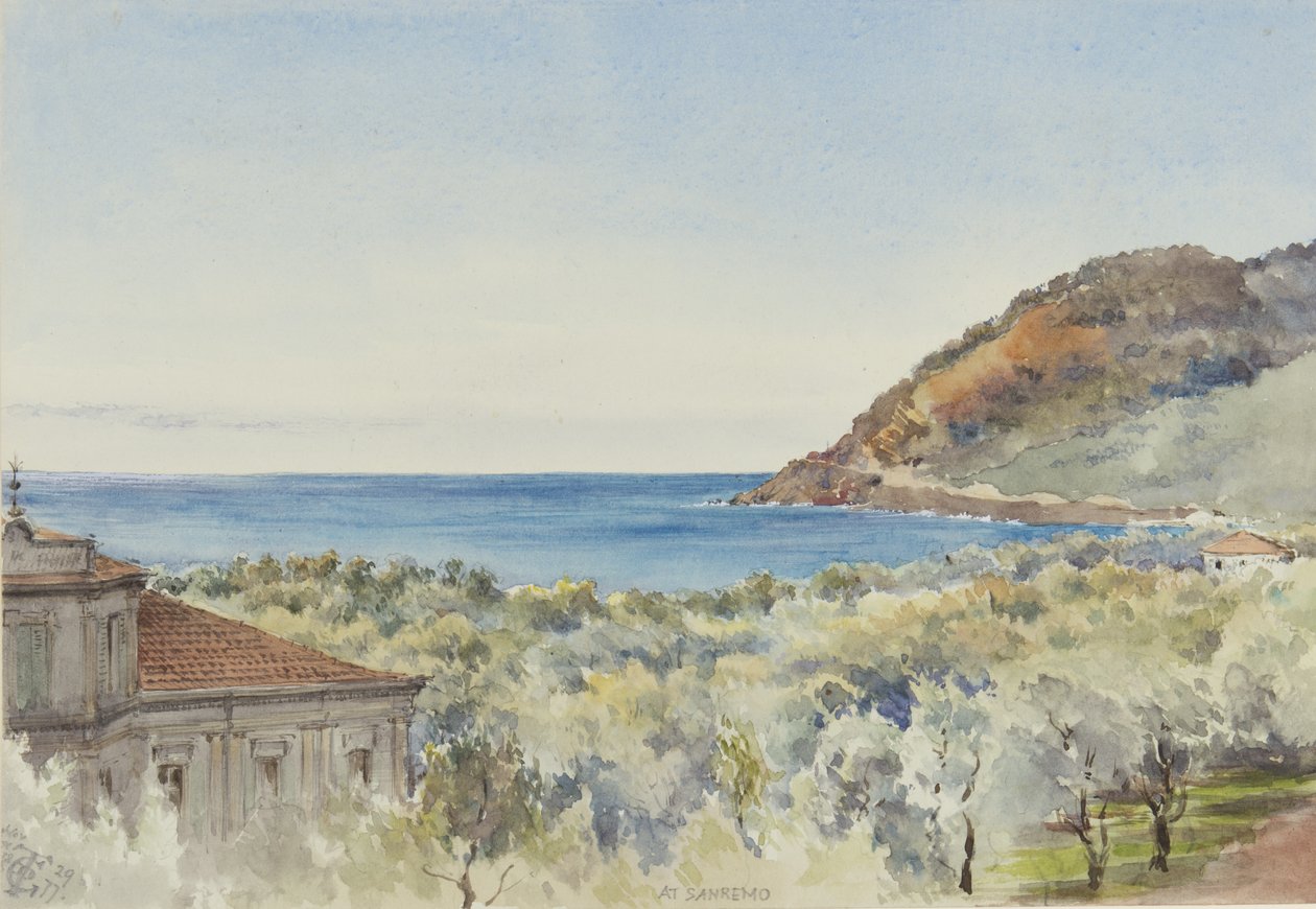 In San Remo kijkend naar het westen, 29 november 1877 door George Douglas Tinling