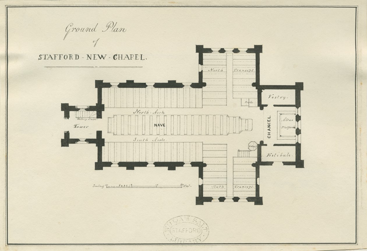 Stafford - Grondplan van Christus Kerk door George E. Hamilton