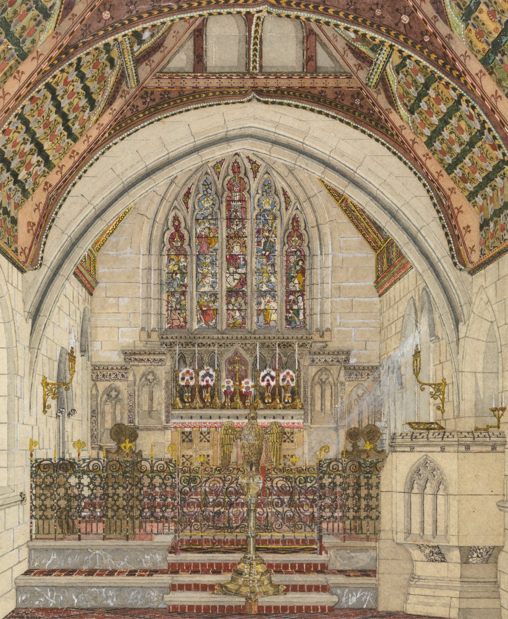 Ontwerp voor Polychromatische Decoratie van een Kerk door George Edmund Street