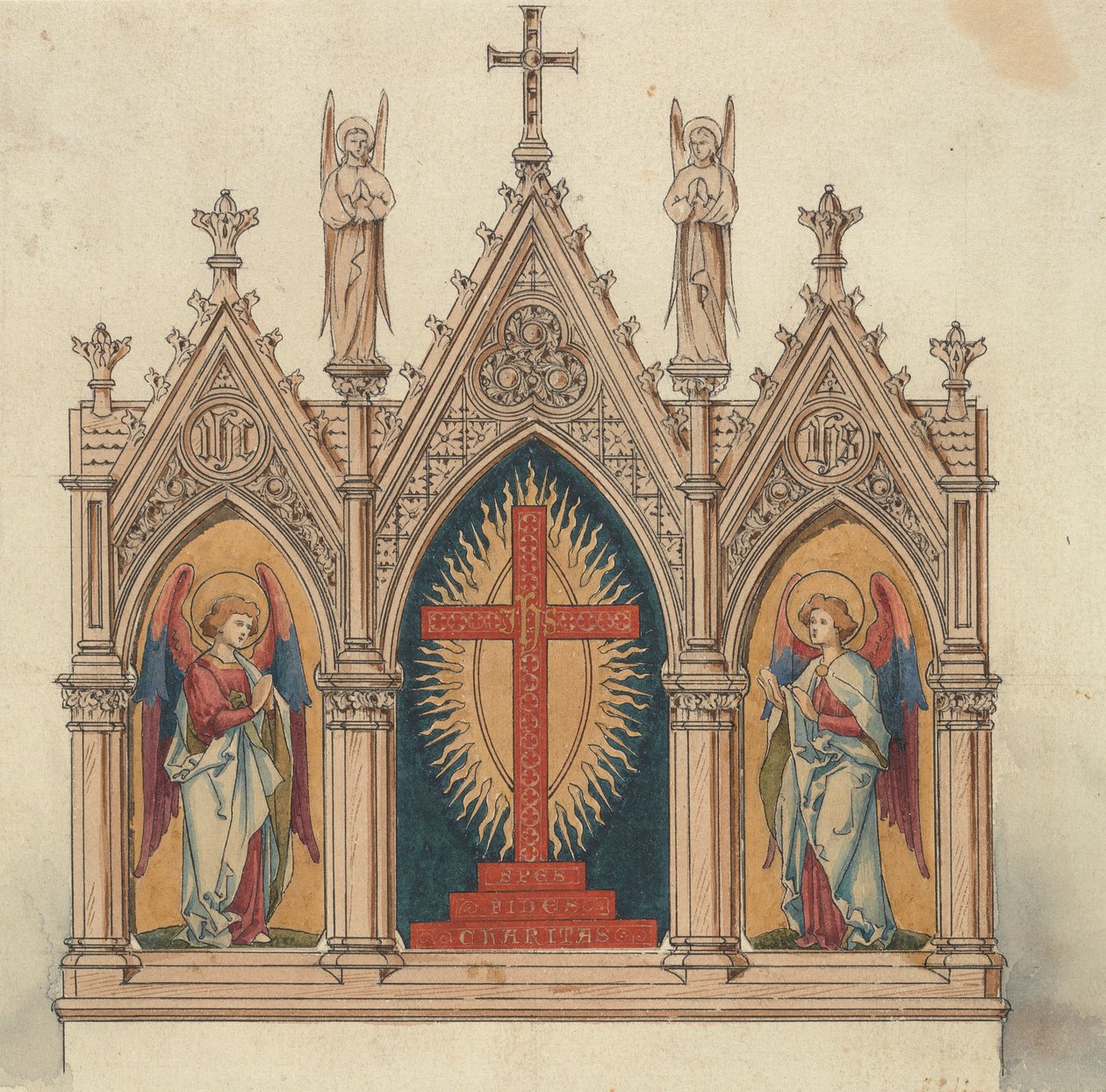 Ontwerpen uitgevoerd voor Jones en Willis, metaal- en houtbewerkers en kerkmeubelfabrikanten uit Birmingham en Londen door George Edmund Street