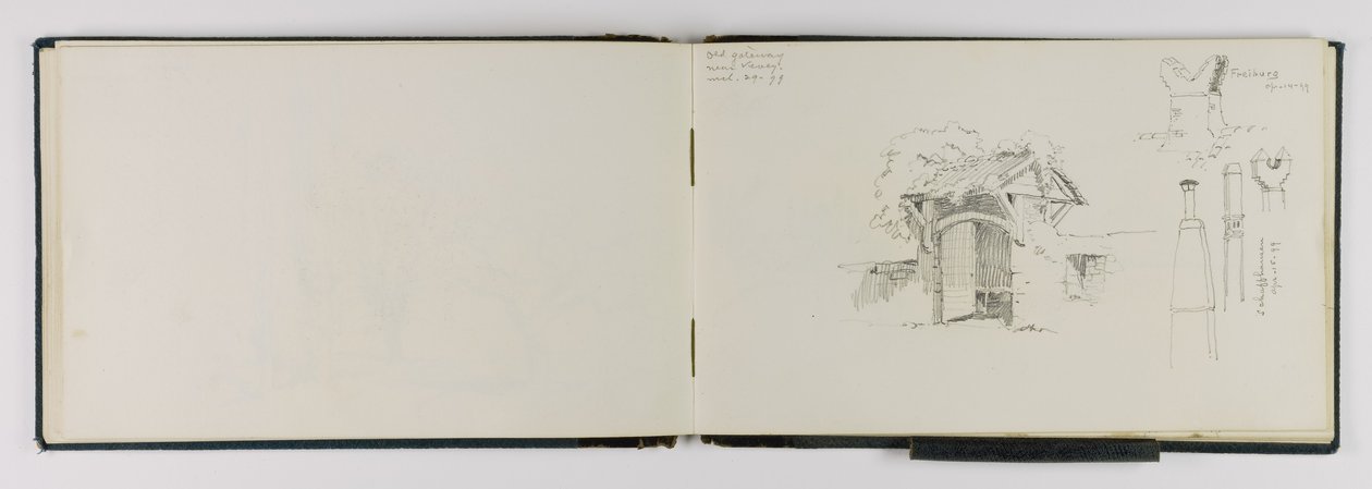 (Schetsboek) Oude poort bij Vevey/Frieburg/Schaffhausen door George Elbert Burr