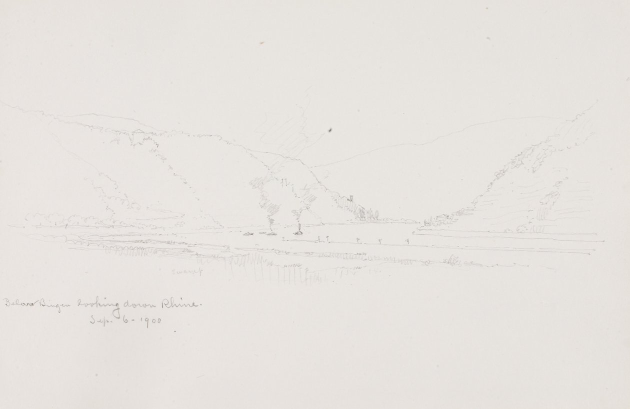 Beneden Bingen, kijkend langs de Rijn door George Elbert Burr