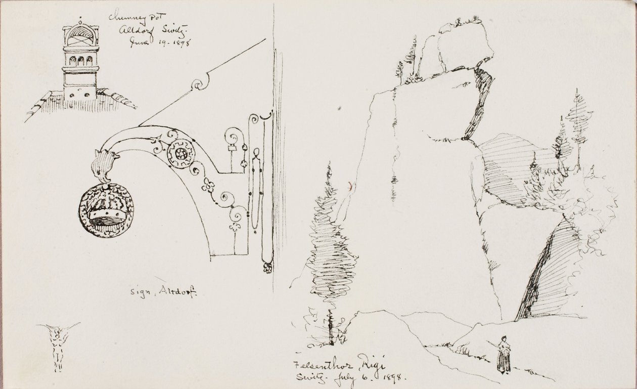 Schoorsteenpot, Altdorf, Zwitserland/Felsenthor, Rigi, Zwitserland door George Elbert Burr
