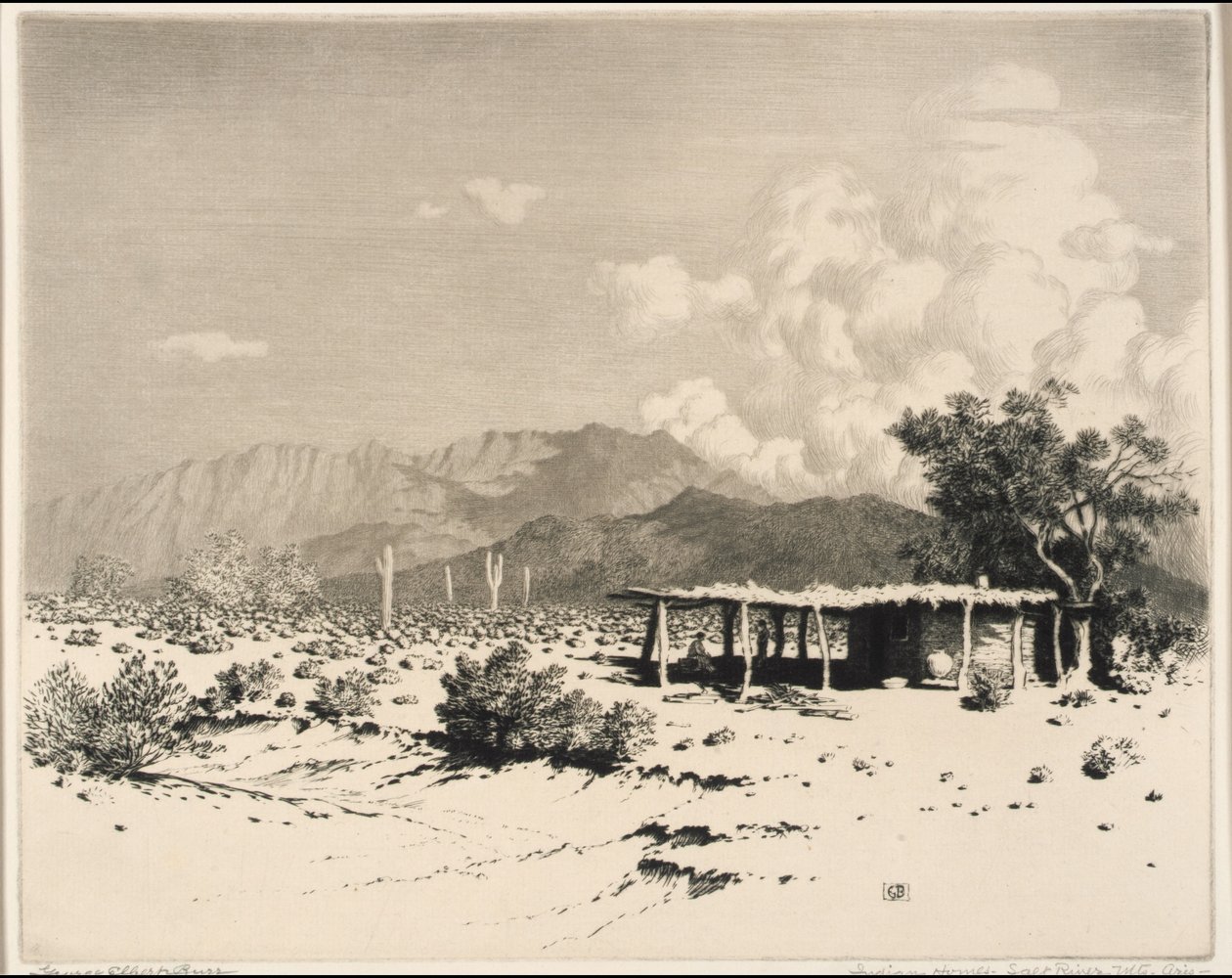 Indiaanse woningen, Salt River Mountains, Arizona door George Elbert Burr