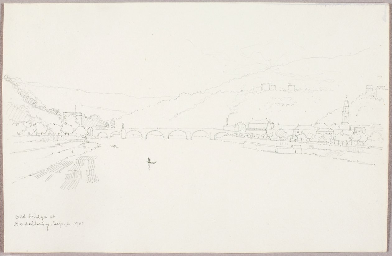 Oude brug bij Heidelburg door George Elbert Burr