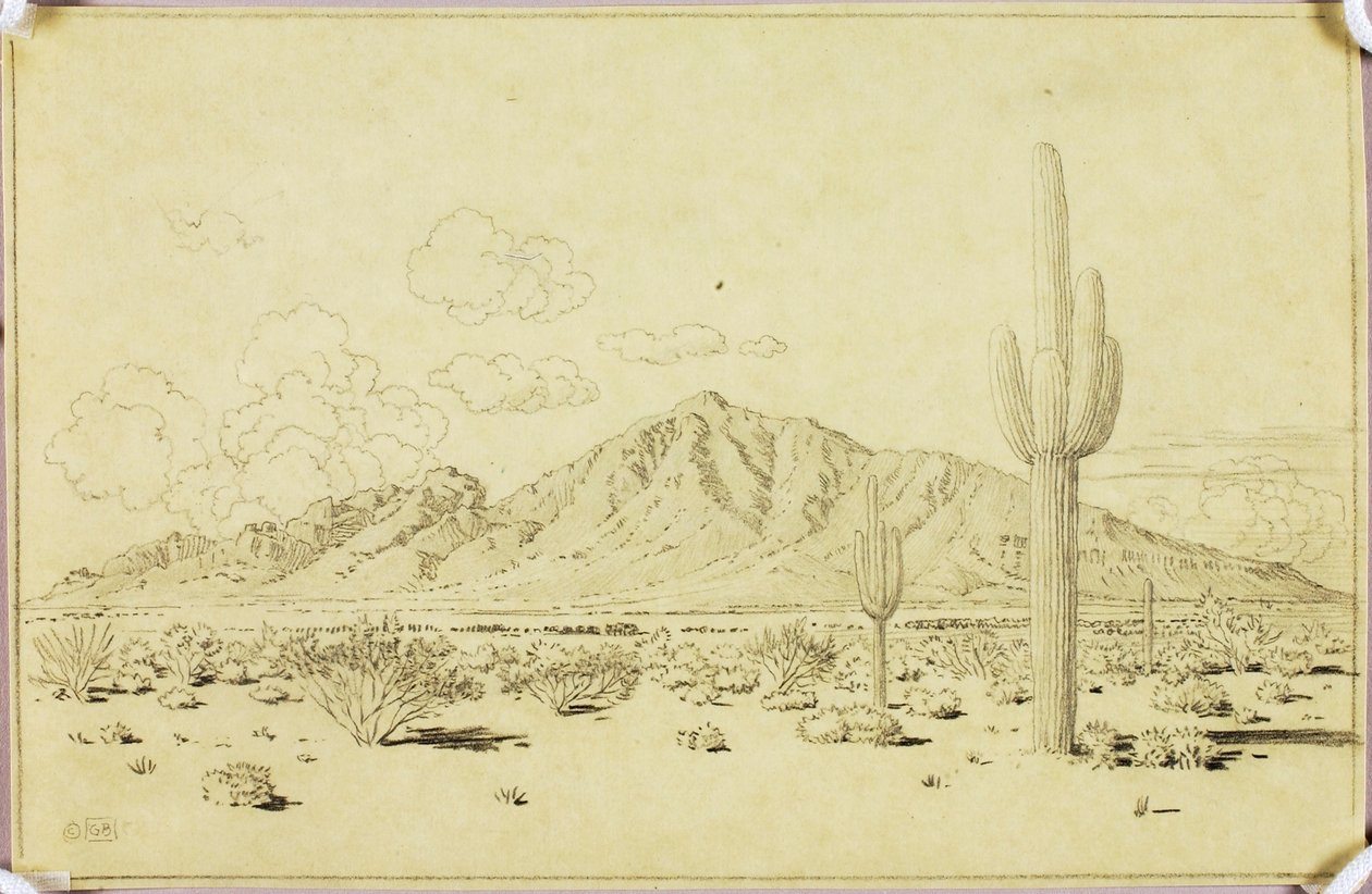 Zonder titel (overdrachtstekening voor Camelback Mountain, Phoenix) door George Elbert Burr