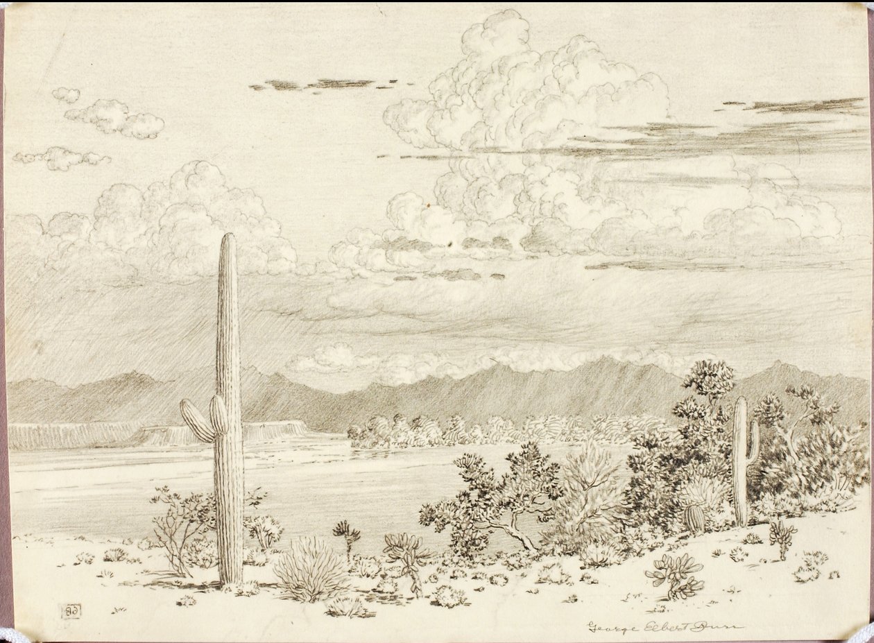 Zonder titel (overdrachtsschets voor de Verde River, Apache-reservaat, Arizona) door George Elbert Burr