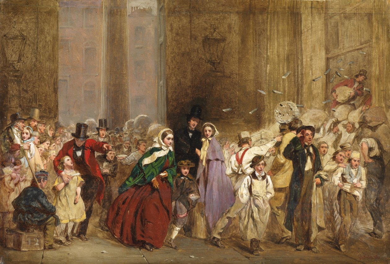 Een Schets voor Het Hoofdpostkantoor, Eén Minuut voor Zes door George Elgar Hicks