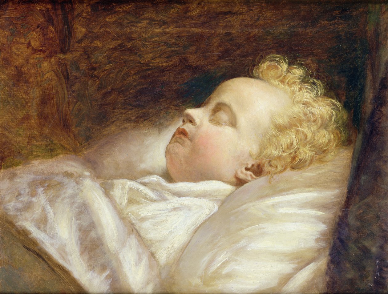 Jonge Frederick eindelijk in slaap, ca. 1855 door George Elgar Hicks