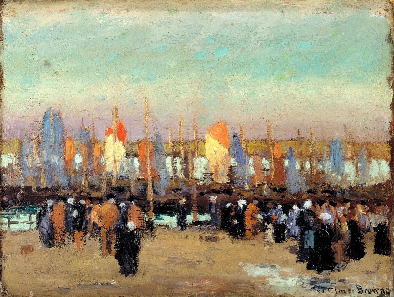 Havengezicht met vissersboten door George Elmer Browne