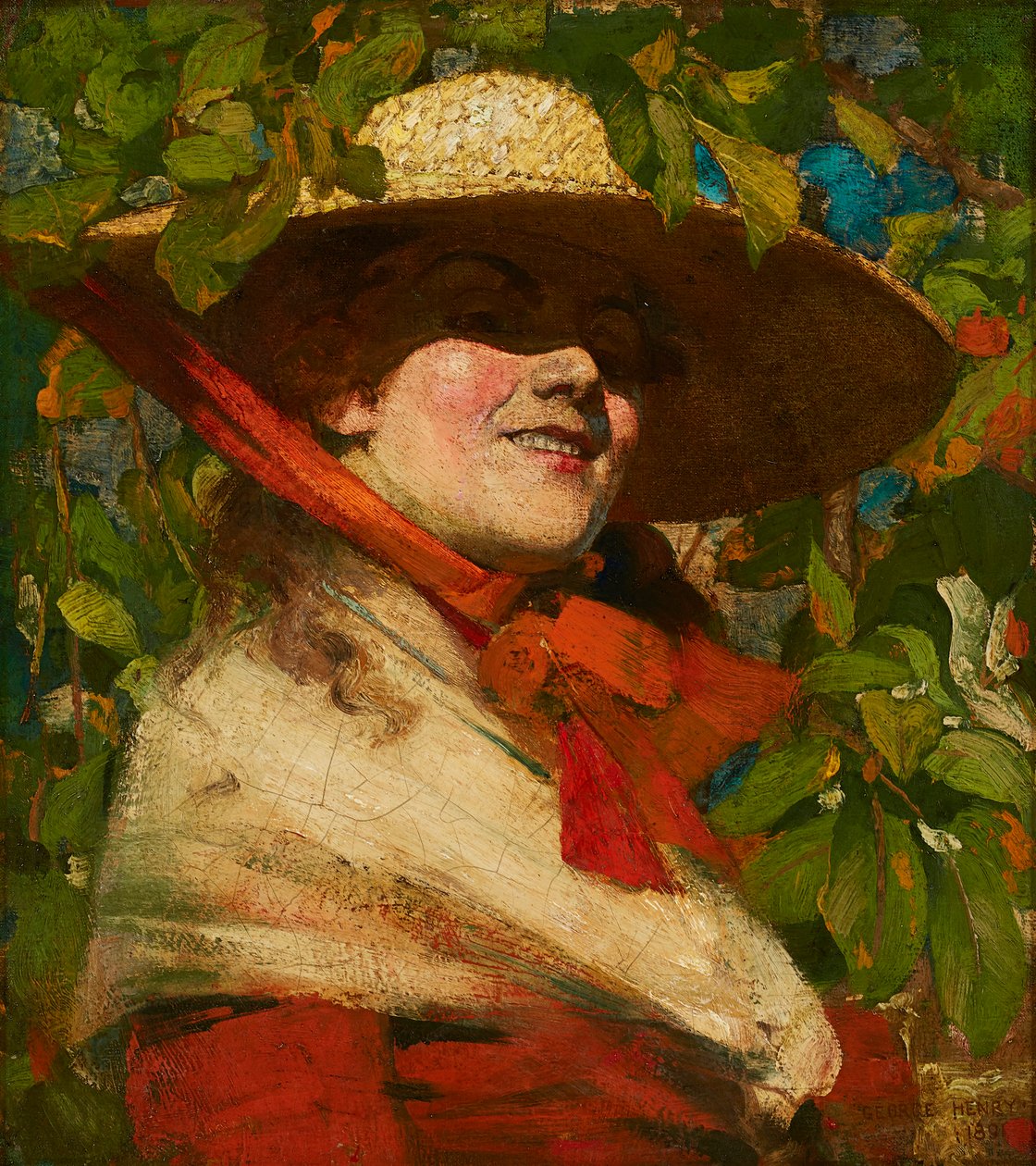 Meisje Met Strohoed door George F. Henry