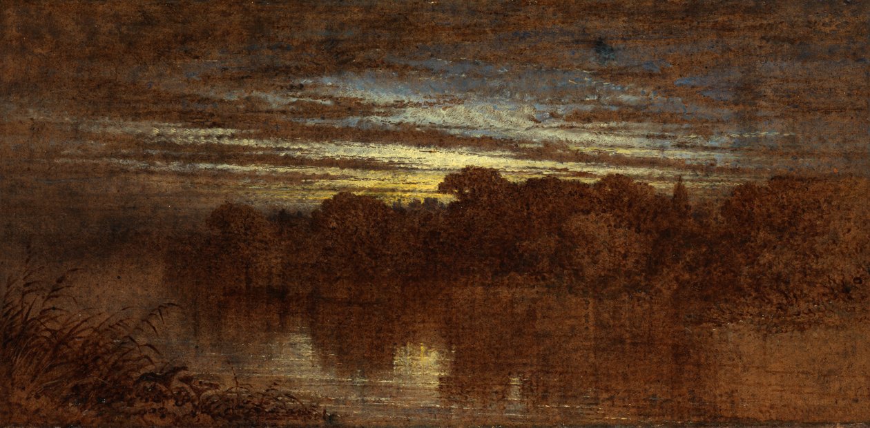 Schemering op de Avon, ruïnes van Kenilworth Castle in de verte door George F. Teniswood