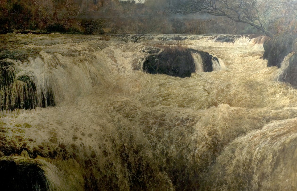 Zalmensprong, Cenarth Watervallen, Cardiganshire, Wales door George Frank Miles