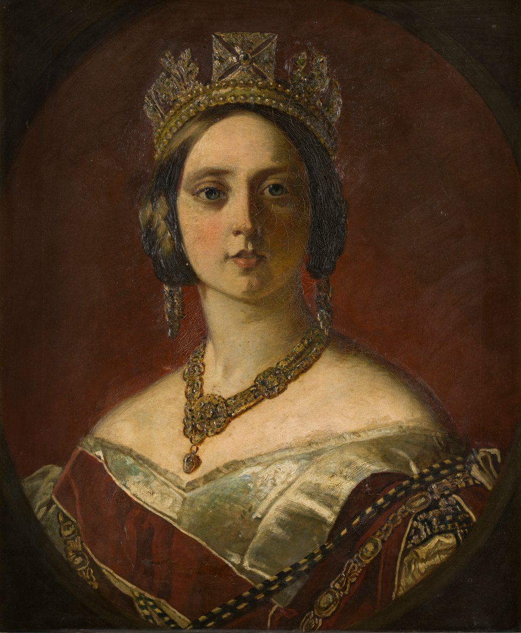 Portret van koningin Victoria als jonge dame door George Frederick Clarke