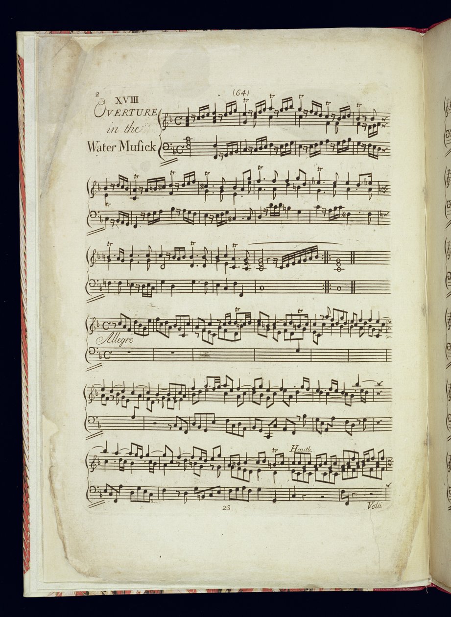 Mu.Ms.447.p2 Pagina 1 van The Water Music door George Frederick Handel