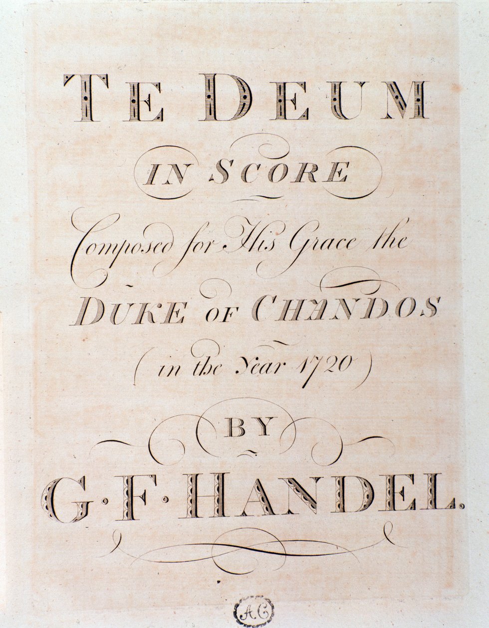 Titelpagina van muzikale partituur van Te deum door G F Handel door George Frederick Handel