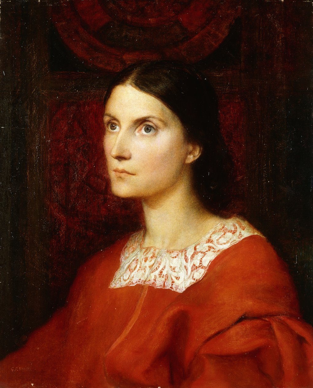 Portret van Lady Wolverton, geboren Georgina Tufnell door George Frederick Watts