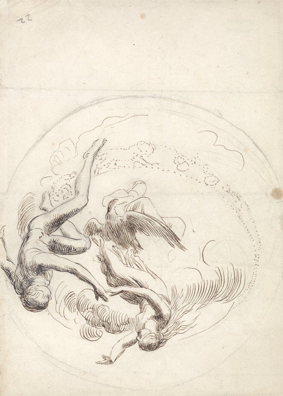 Studie voor een cirkelvormige plafonddecoratie door George Frederick Watts