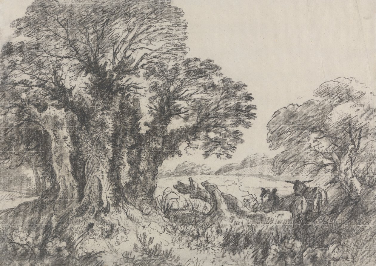 Landschap met ezels door George Frost