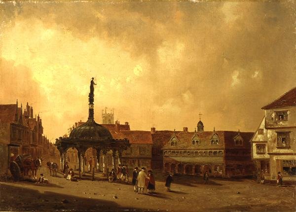 Uitzicht op The Cornhill, Ipswich door George Frost
