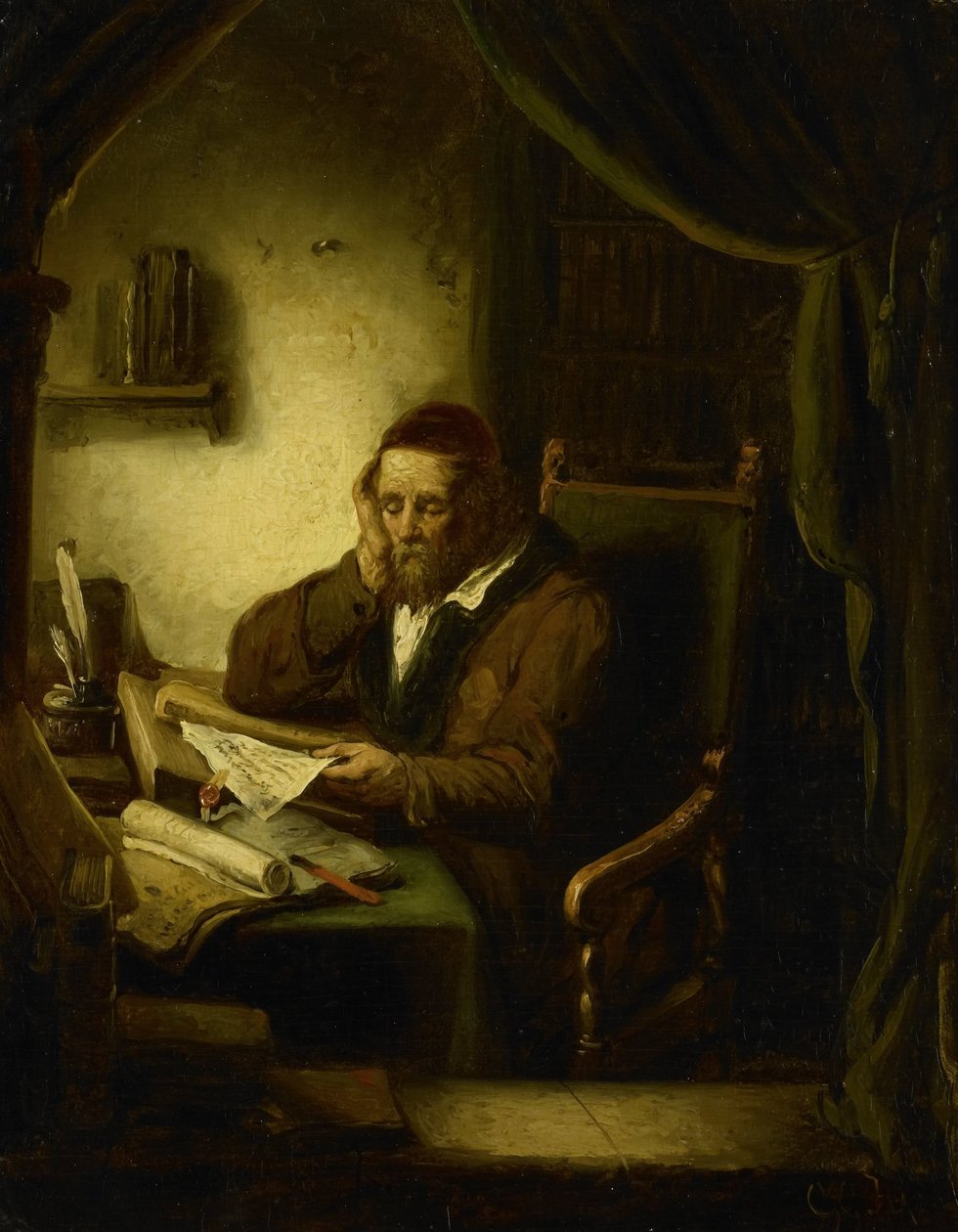 Oude Man in zijn Studie door George Gillis Haanen