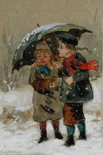 Kinderen spelen in de sneeuw door George Goodwin Kilburne
