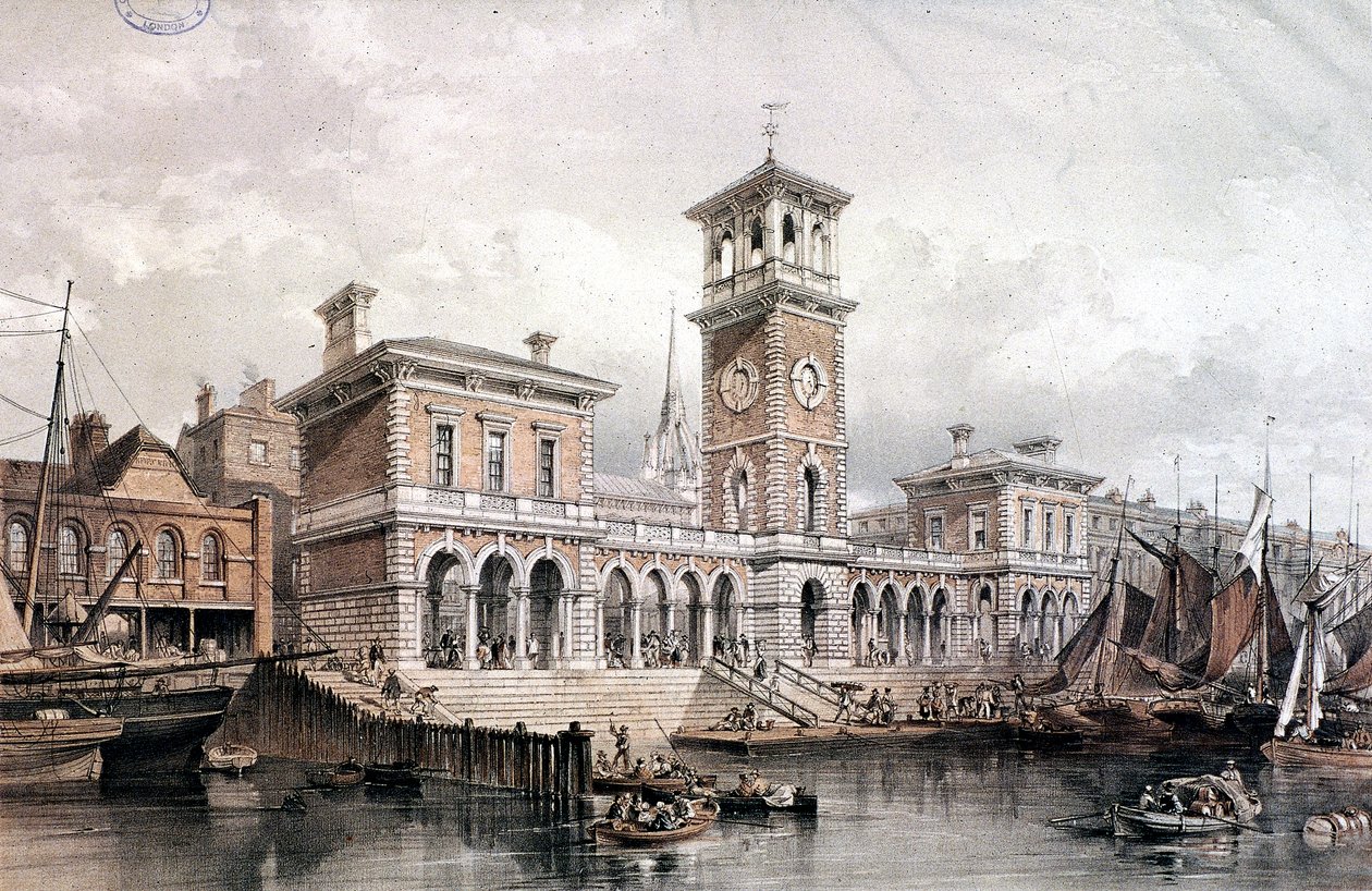 Billingsgate Wharf en Markt, Londen door George Hawkins
