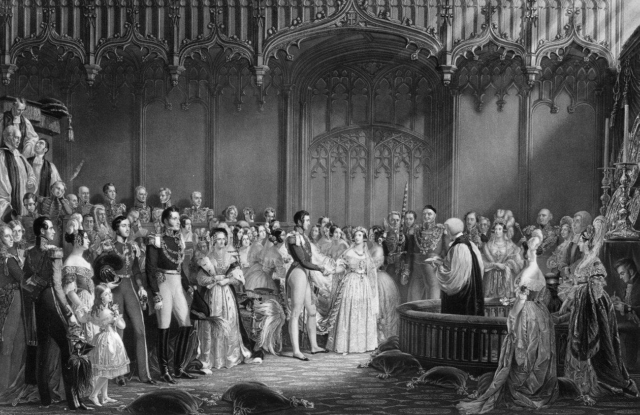 Huwelijk van koningin Victoria (1819-1901) en prins Albert (1819-61) in St. James
