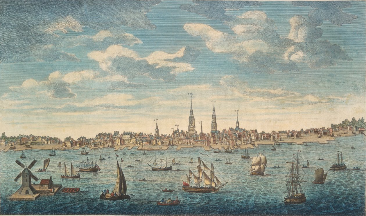 Een Oostelijk Uitzicht op de Stad Philadelphia, in de Provincie Pennsylvania, In Noord-Amerika: genomen vanaf de Jersey Shore door George Heap