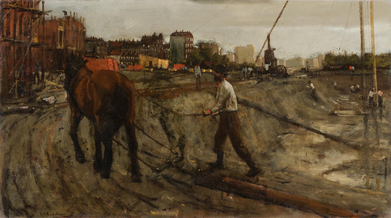 Bouwterrein door George Hendrik Breitner