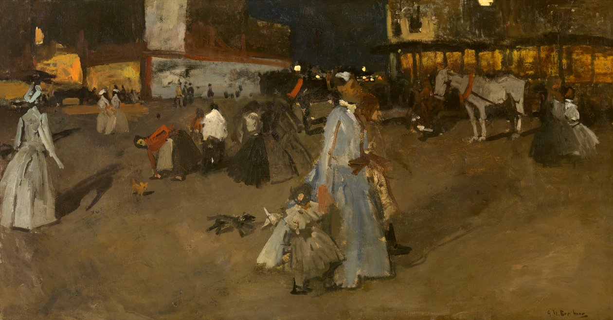 Avond op de Dam in Amsterdam door George Hendrik Breitner