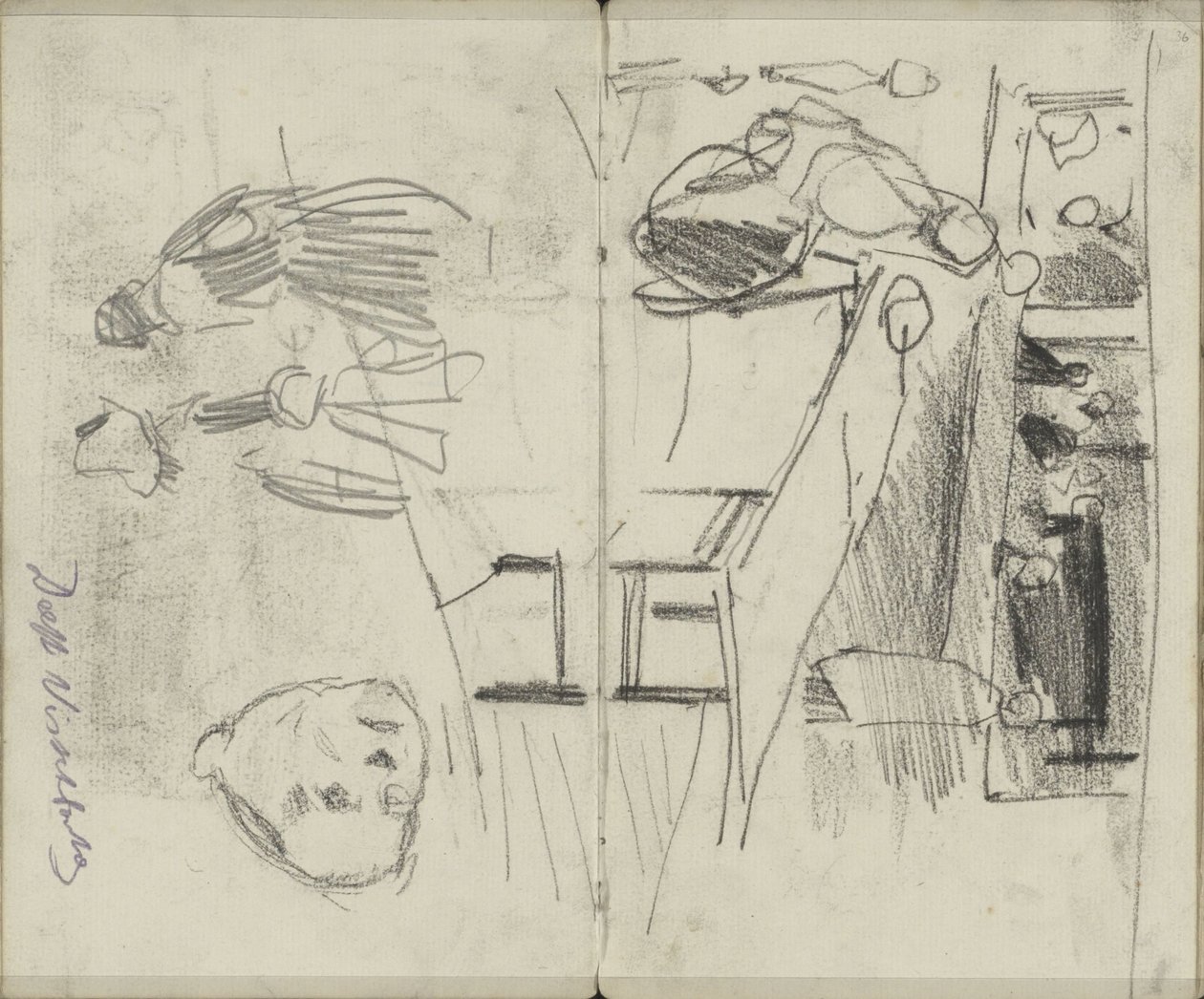 Figuren in de Visbank te Delft en figuurstudies door George Hendrik Breitner