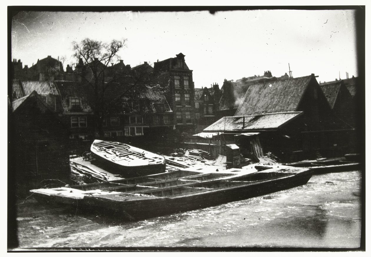 Gezicht op een scheepswerf op het Prinseneiland in Amsterdam door George Hendrik Breitner