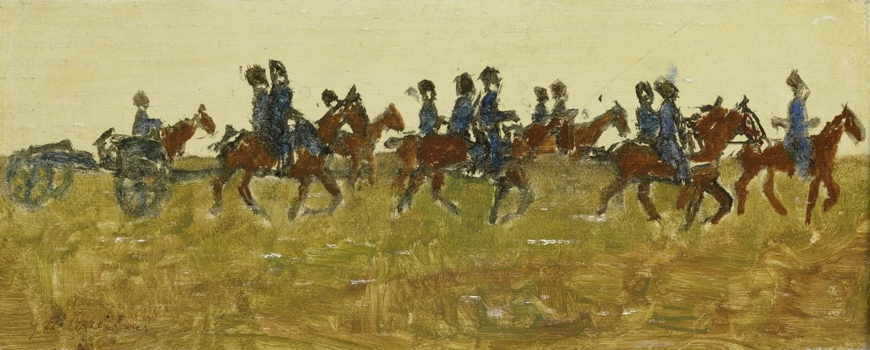 Huzaren op manoeuvre door George Hendrik Breitner