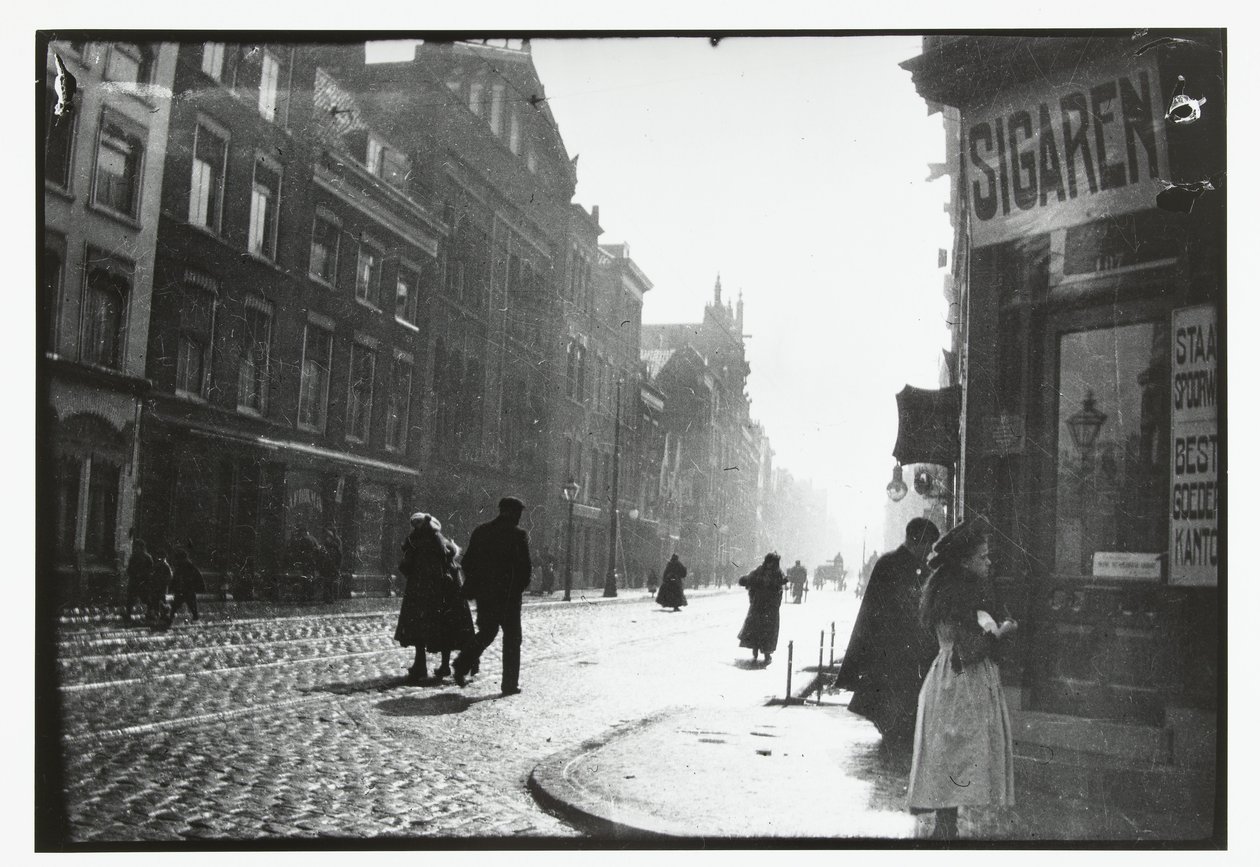 Straatgezicht in Rotterdam door George Hendrik Breitner