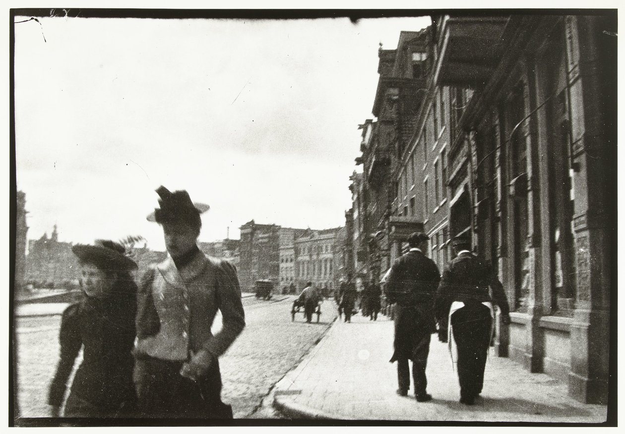 Straatgezicht van het Rokin in Amsterdam door George Hendrik Breitner