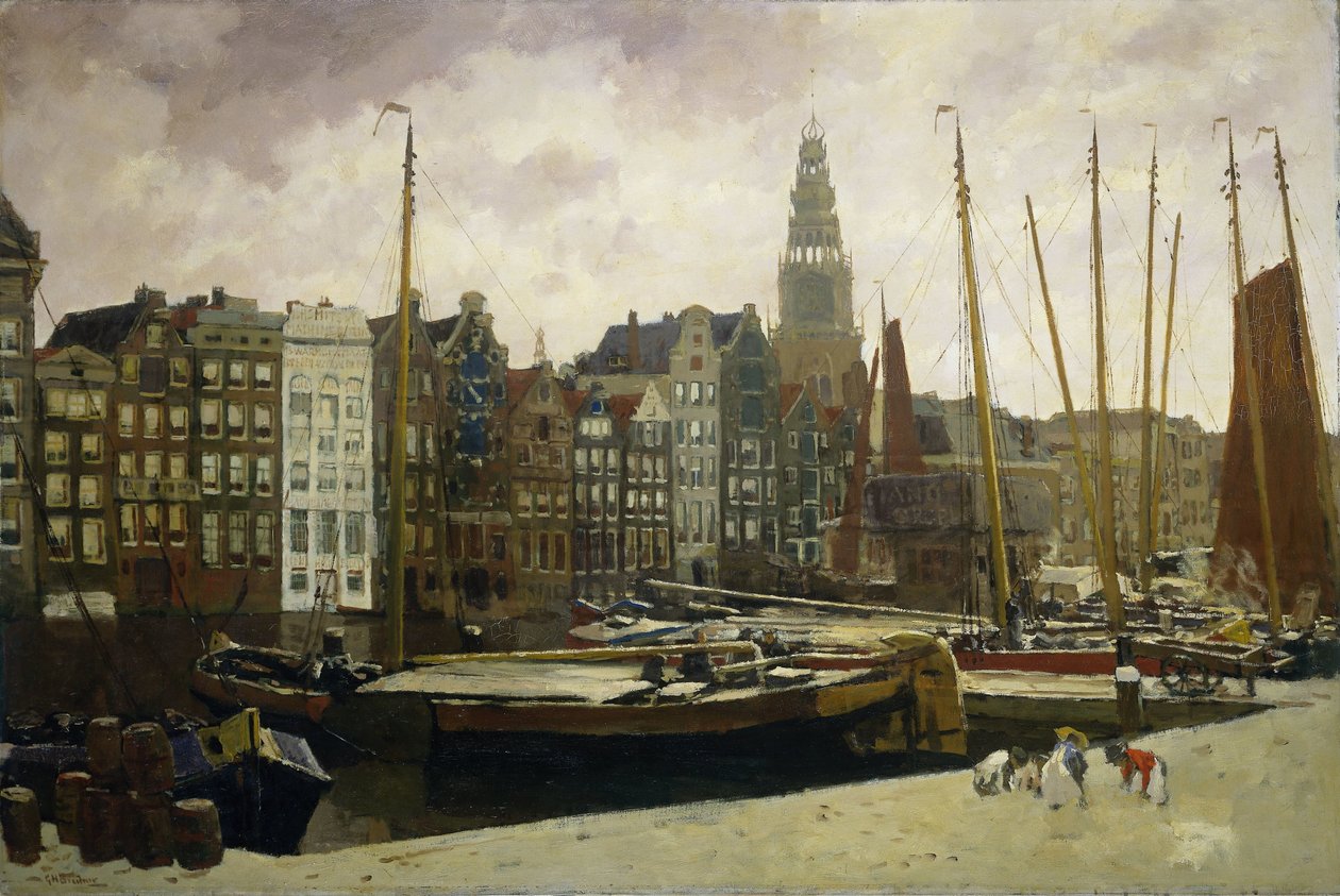 Het Damrak, Amsterdam door George Hendrik Breitner