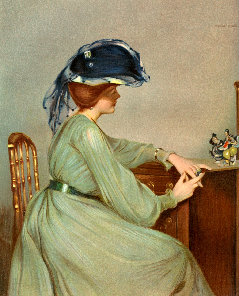 De blauwe sluier, 1904 door George Henry