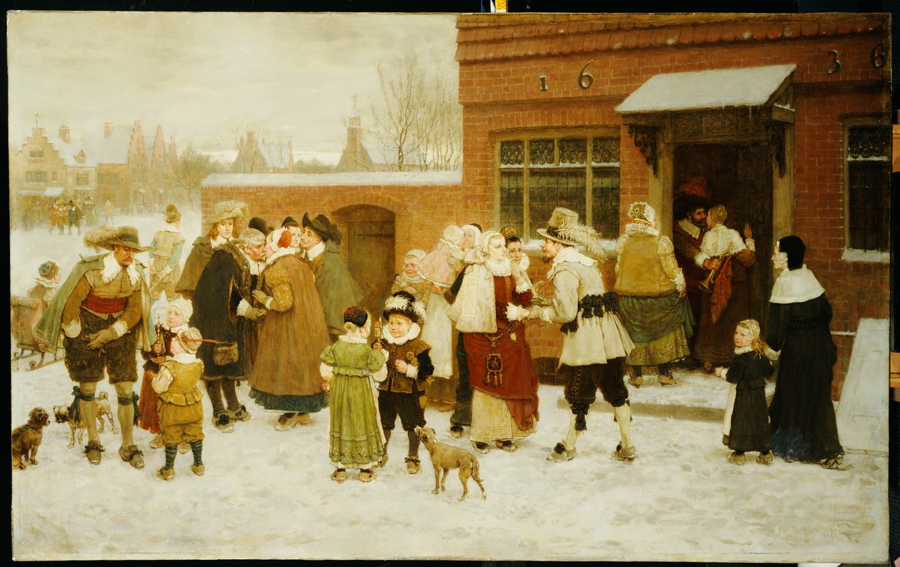 Nieuwjaarsdag, Nieuw Amsterdam, 1876 door George Henry Boughton