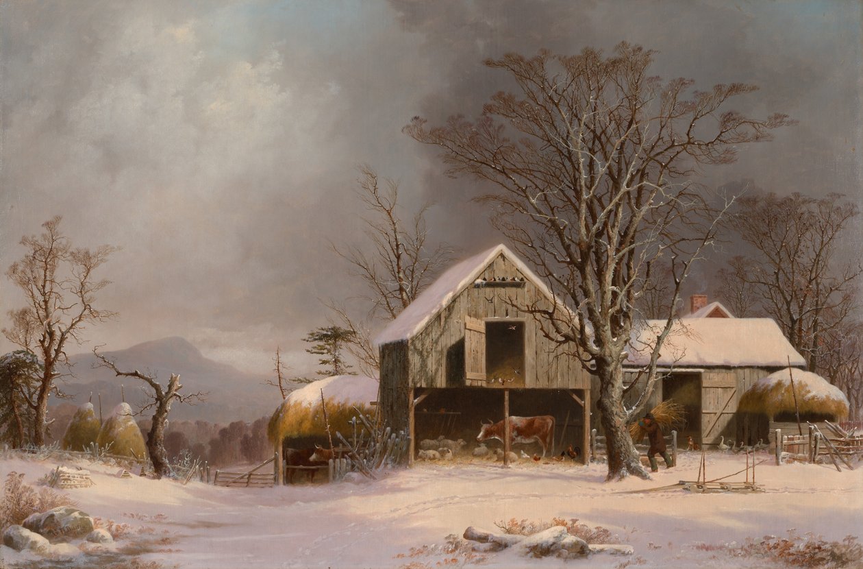 Winters tafereel in New England door George Henry Durrie