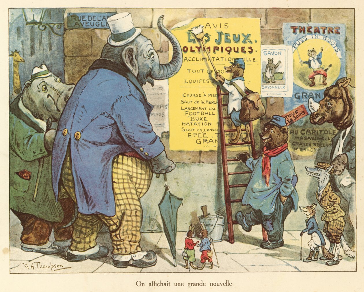 We hebben groot nieuws gepost (kleurenlitho) door George Henry Thompson