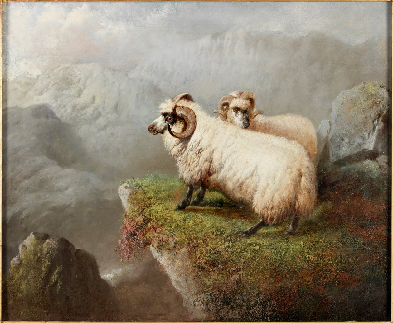 Schapen op een Klifrand, ca.1865-68 door George Hepper