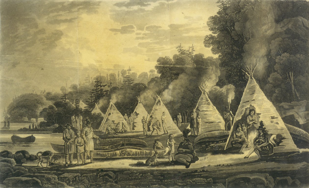 Kampement van de Gedomicilieerde Indianen, 1807 door George Heriot
