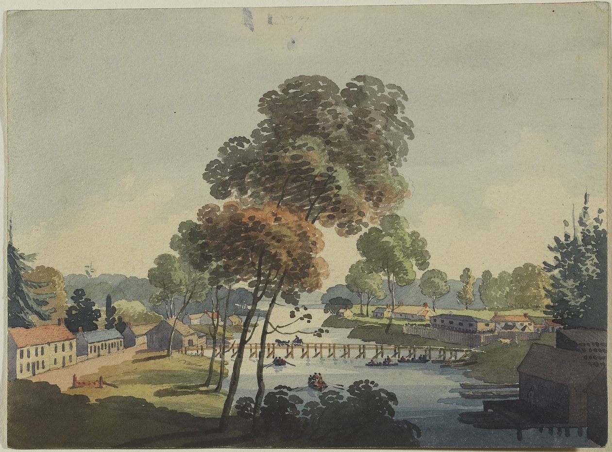 Dorp van Chippawa nabij de Watervallen van Niagara door George Heriot