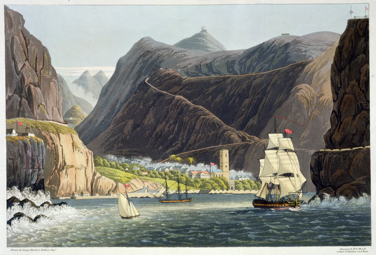 De Wegen, St. Helena, gegraveerd door Robert Havell, 1815 door George Hutchins Bellasis